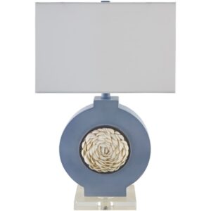 Floralis Ice Blue Resin Table Lamp by Livabliss