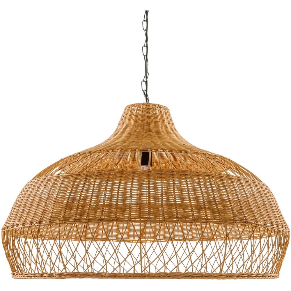 Radiant Dark Brown Rattan Pendant by Livabliss