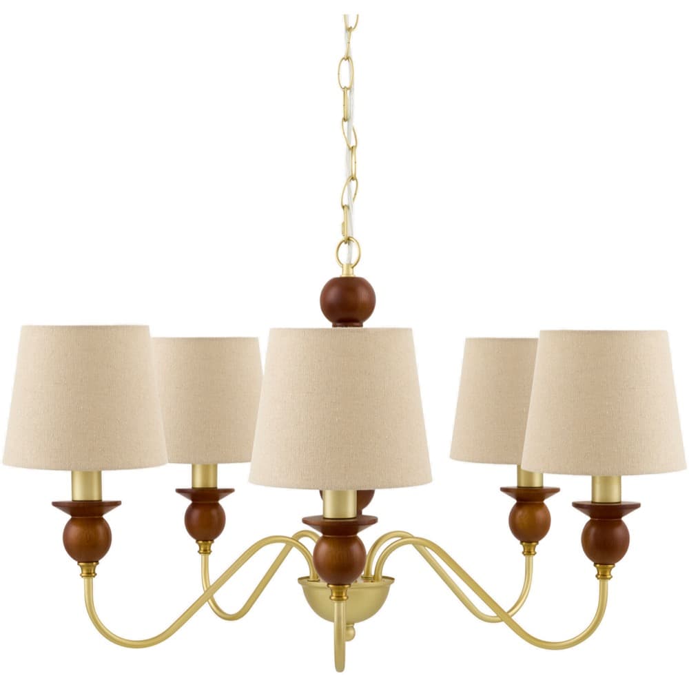 Wiluna Dark Brown Rubber Wood Chandelier by Livabliss