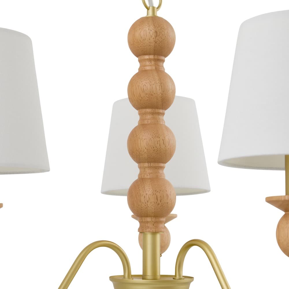 Wiluna Beige Rubber Wood Chandelier by Livabliss - Image 2