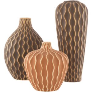 Waves Beige Ceramic Vase Set by Livabliss