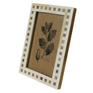 White Bone with Teak Inlay 4 x 6 Frame by HomArt