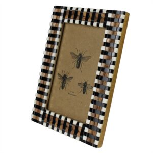 Black and White Resin and Teak 4 x 6 Frame by HomArt