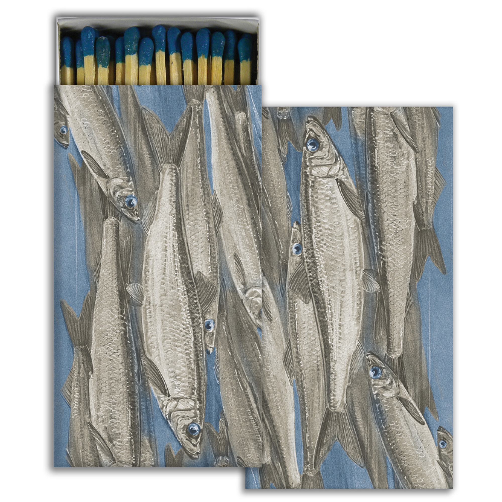 Swimming Sardines Matches Set of 6 by HomArt