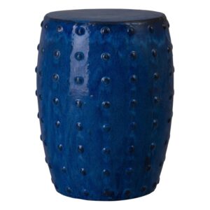 Stud Blue Ceramic Garden Stool by Emissary