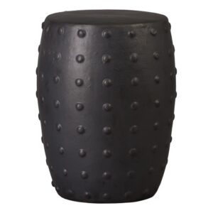 Stud Matte Black Ceramic Garden Stool by Emissary