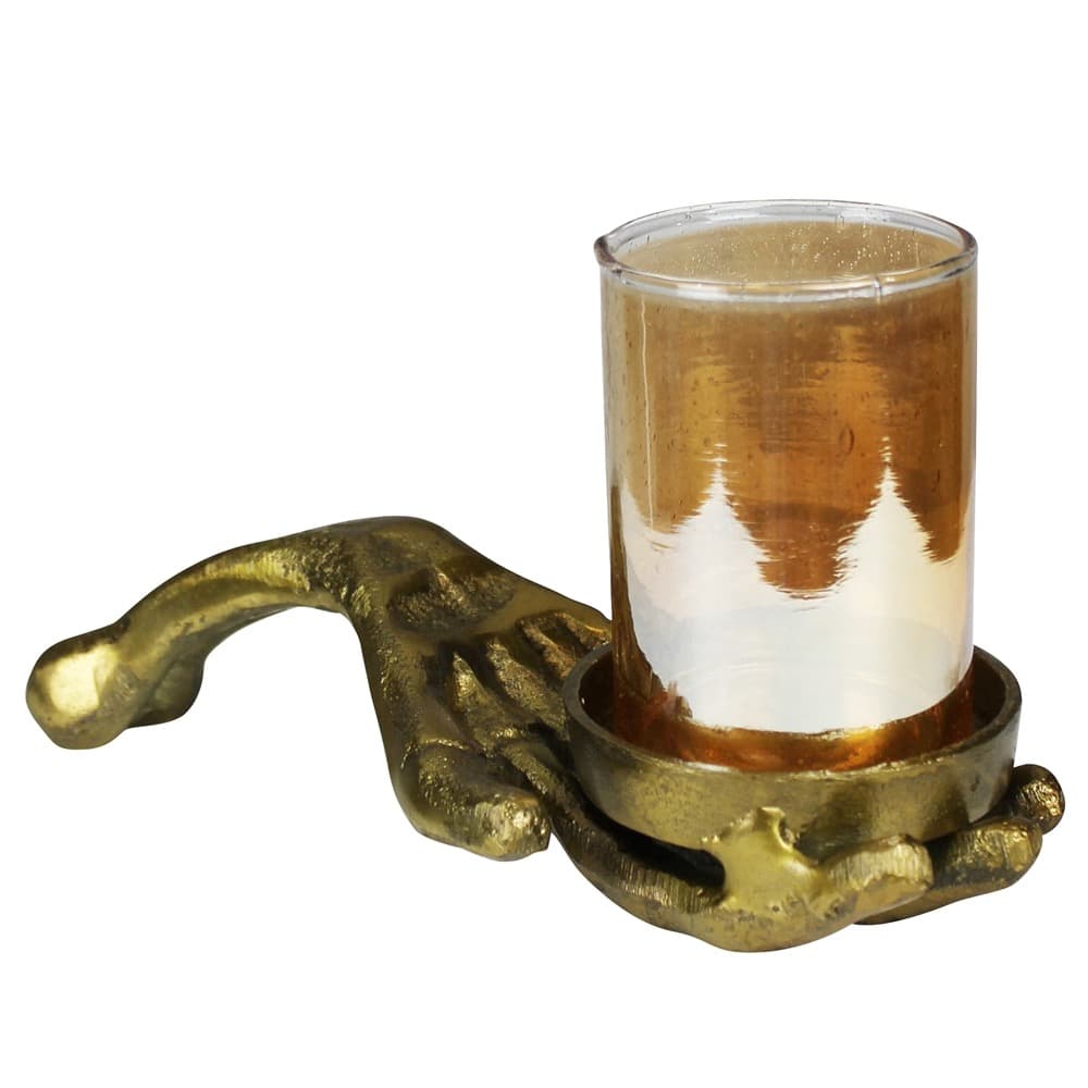 Brass Skeleton Hand with Glass Votive by HomArt - Image 2