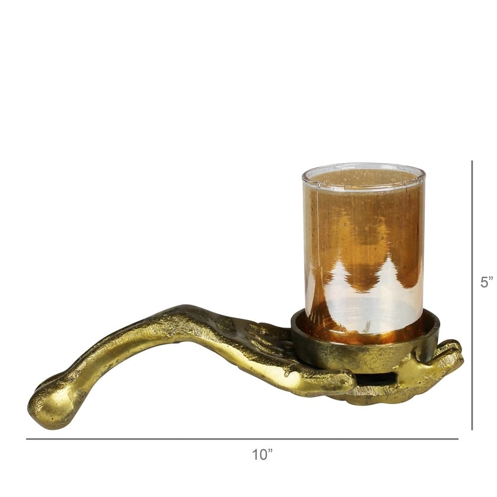 Brass Skeleton Hand with Glass Votive by HomArt - Image 5