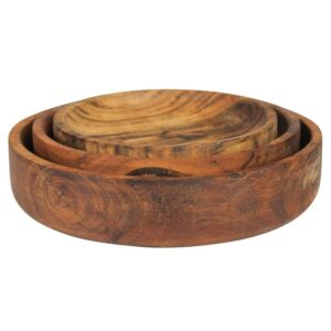 Acacia Wood Bowls Set of 3 by HomArt