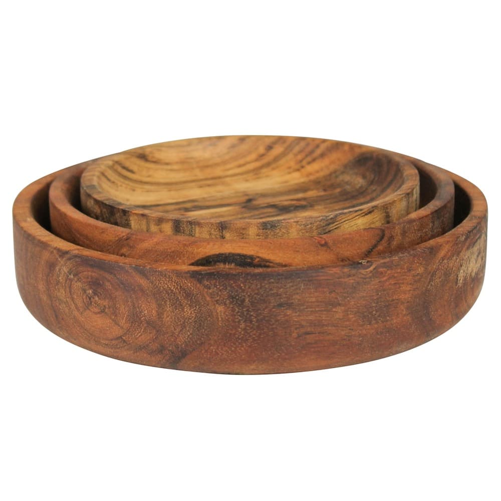 Acacia Wood Bowls Set of 3 by HomArt