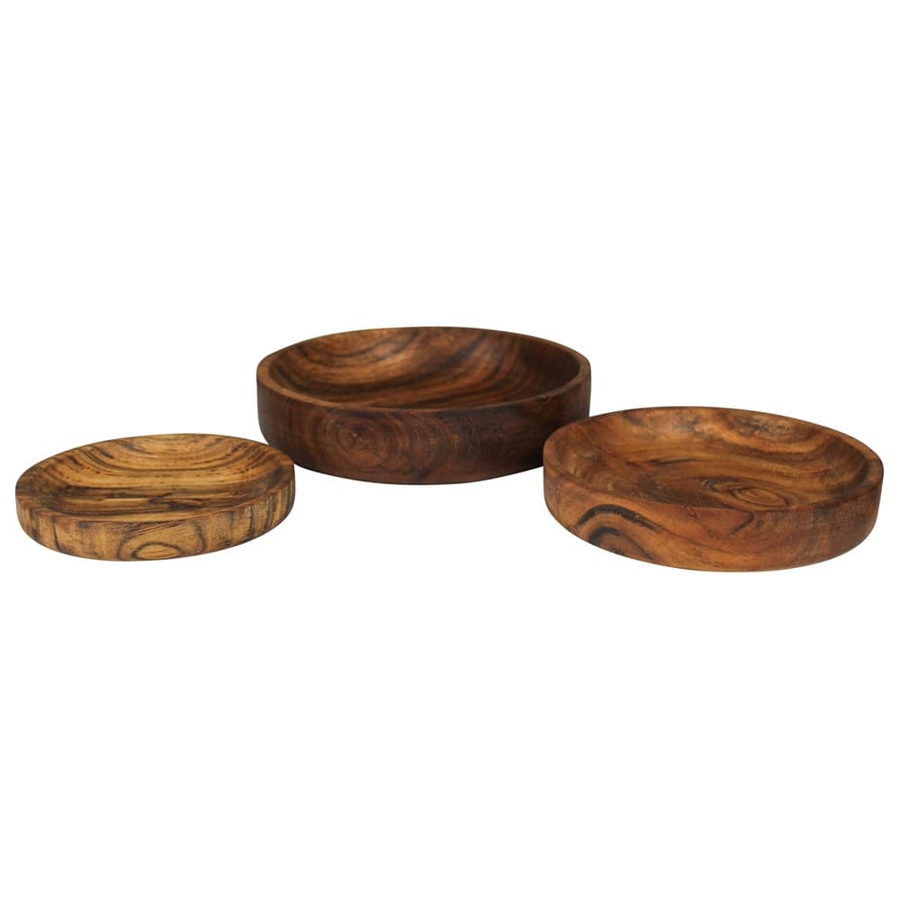 Acacia Wood Bowls Set of 3 by HomArt - Image 2