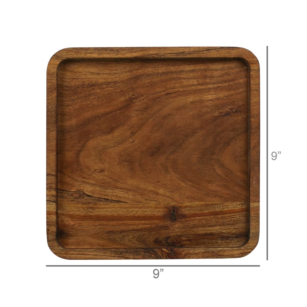Square Acacia Wood Trays in Two Sizes by HomArt - Image 6