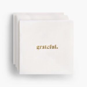 Grateful Gold Foil Cocktail Napkins Set of 40 by HomArt