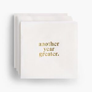 Another Year Greater Gold Foil Cocktail Napkins Set of 40 by HomArt