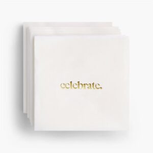 Celebrate Gold Foil Cocktail Napkins Set of 40 by HomArt
