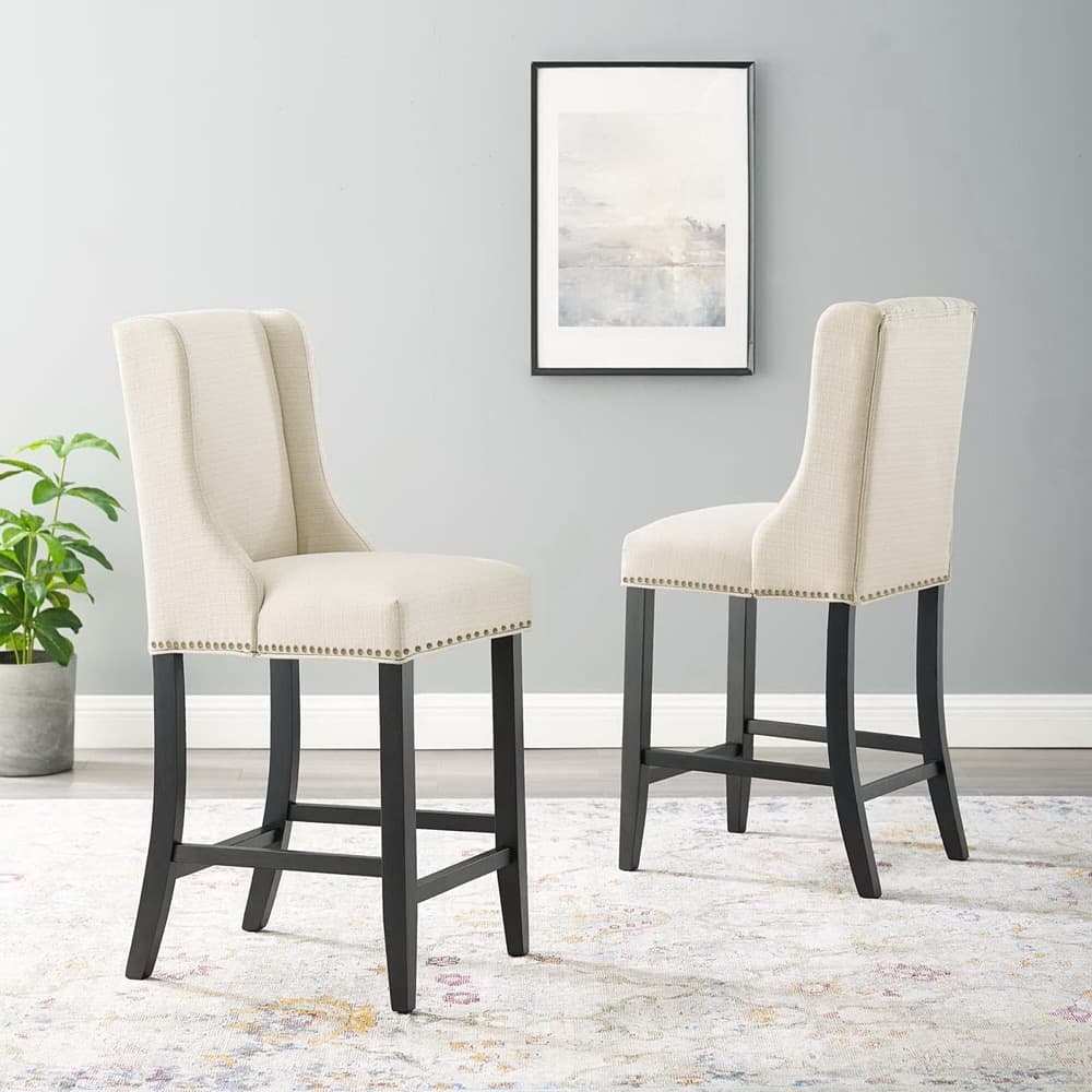 Baron Upholstered Fabric Counter Stool Set of 2 by Modway - Image 7