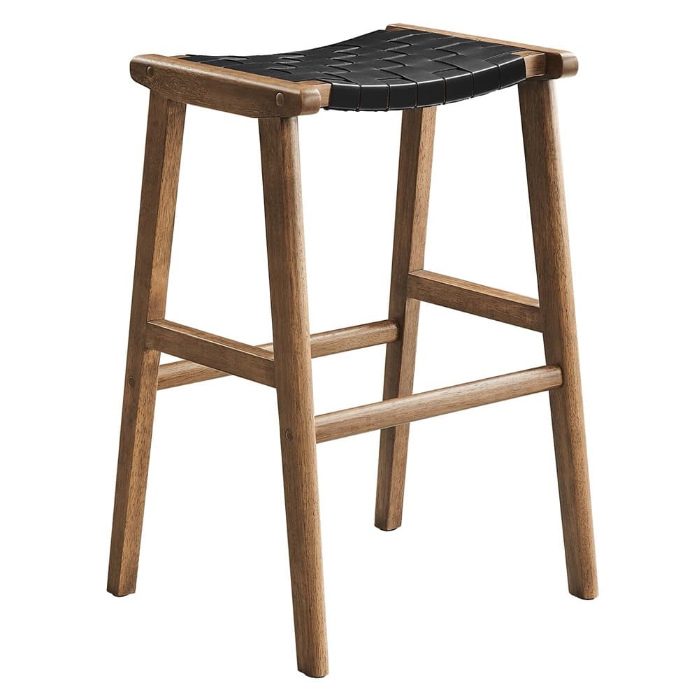 Saoirse Leather Wood Bar Stool Set of 2 by Modway - Image 4