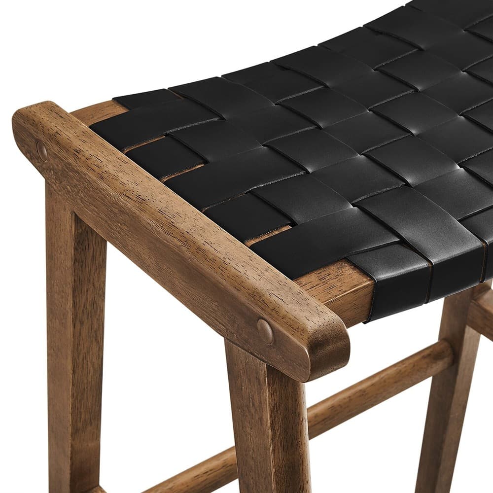 Saoirse Leather Wood Bar Stool Set of 2 by Modway - Image 7