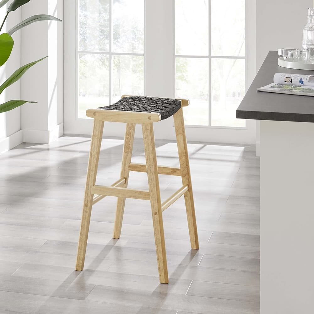 Saoirse Woven Rope Wood Bar Stool Set of 2 by Modway - Image 8