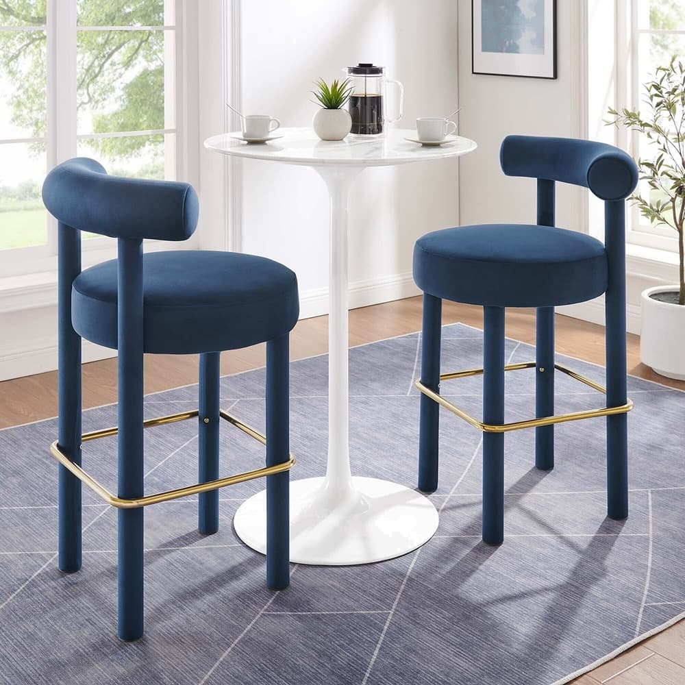 Toulouse Performance Velvet Bar Stool Set of 2 by Modway - Image 9