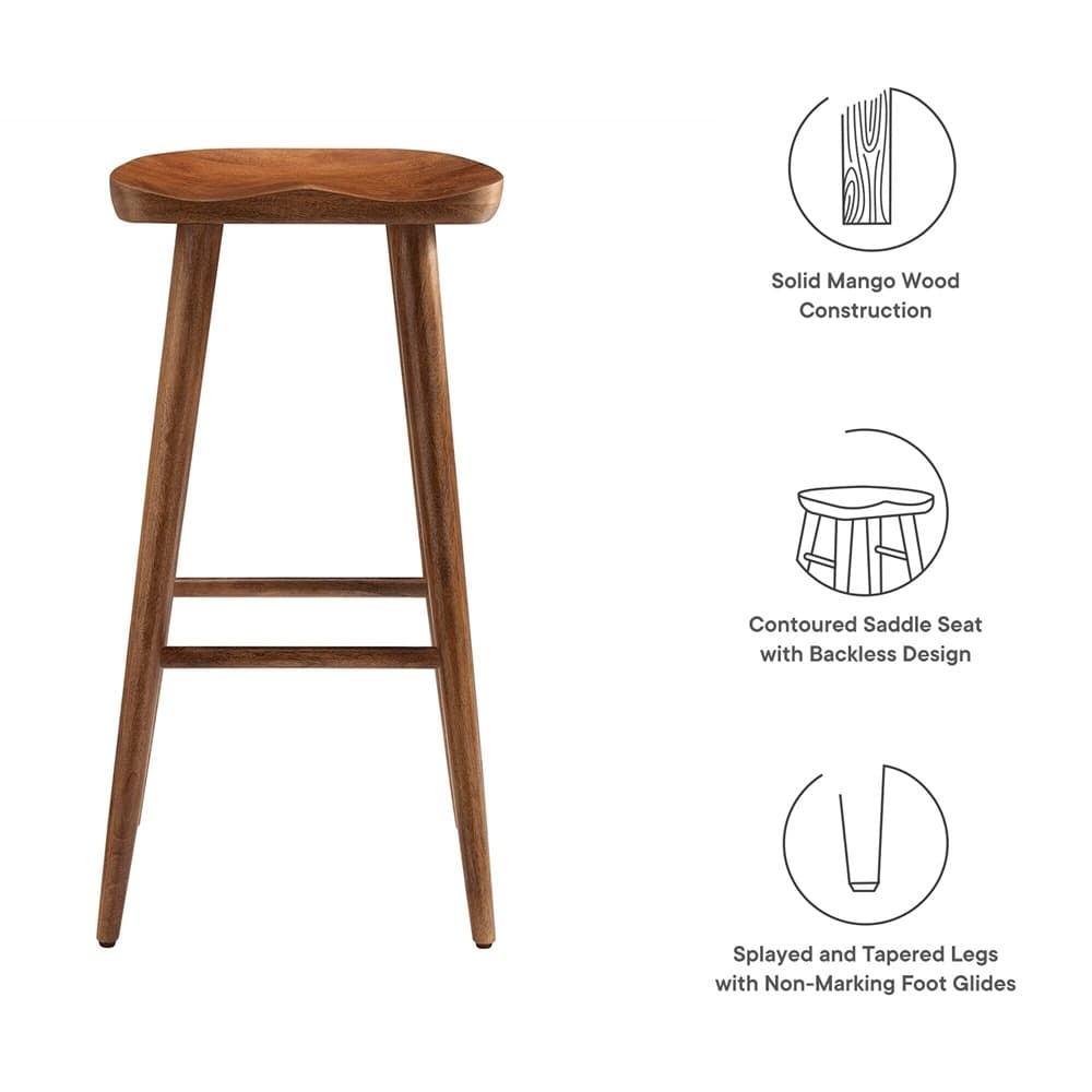 Saville Backless Wood Bar Stools Set of 2 by Modway - Image 2
