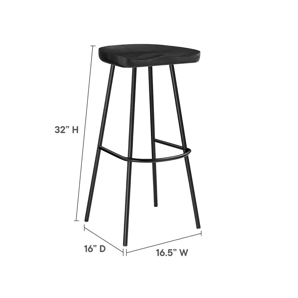 Concord Backless Wood Bar Stools Set of 2 by Modway - Image 3