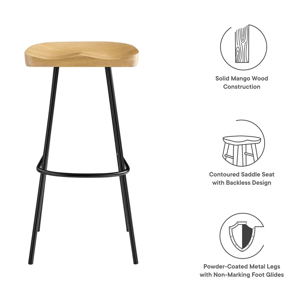Concord Backless Wood Bar Stools Set of 2 by Modway - Image 2