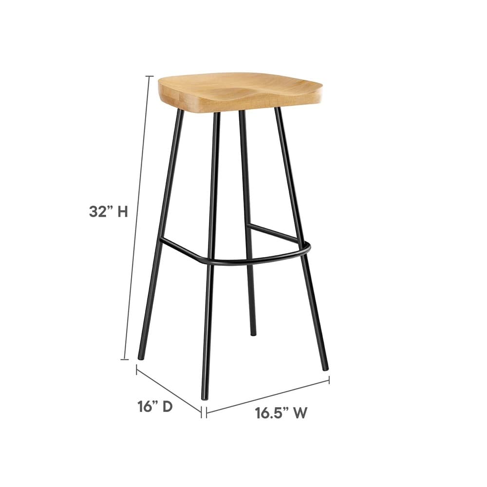 Concord Backless Wood Bar Stools Set of 2 by Modway - Image 3