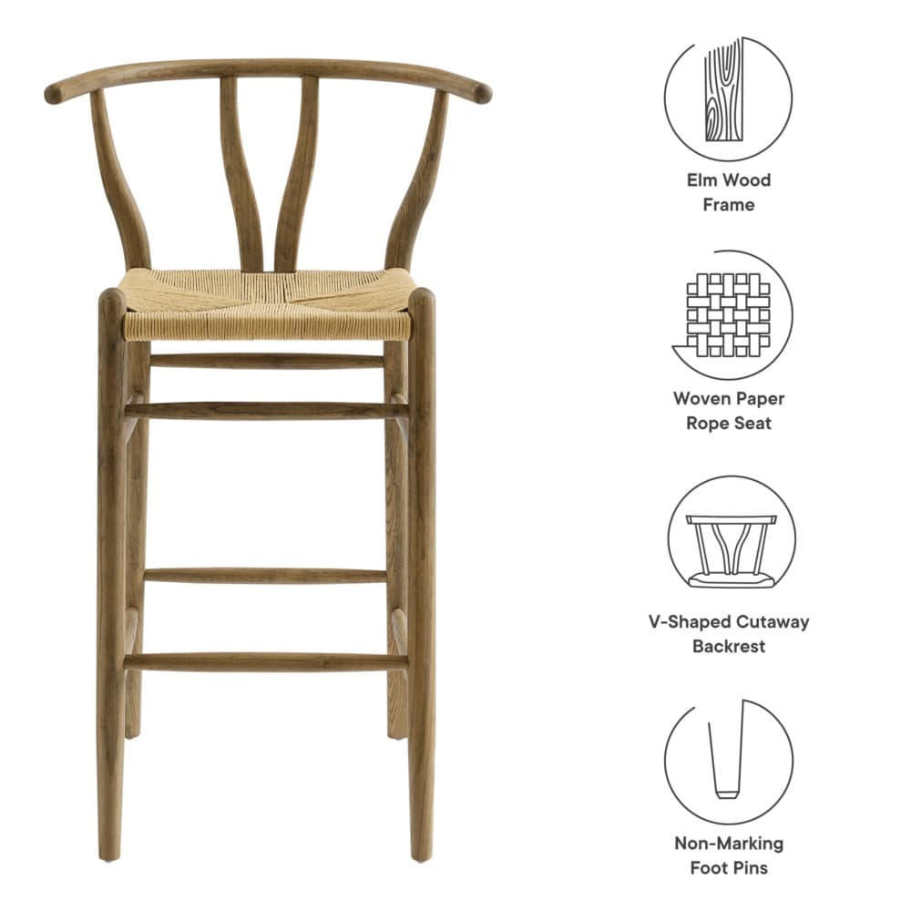 Amish Wood Bar Stool by Modway - Image 2
