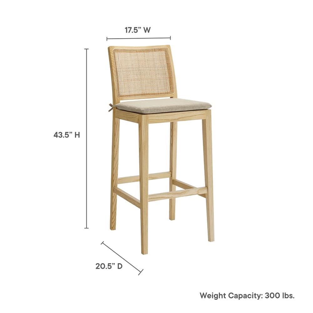 Ovard Wood and Rattan Bar Stool by Modway - Image 2