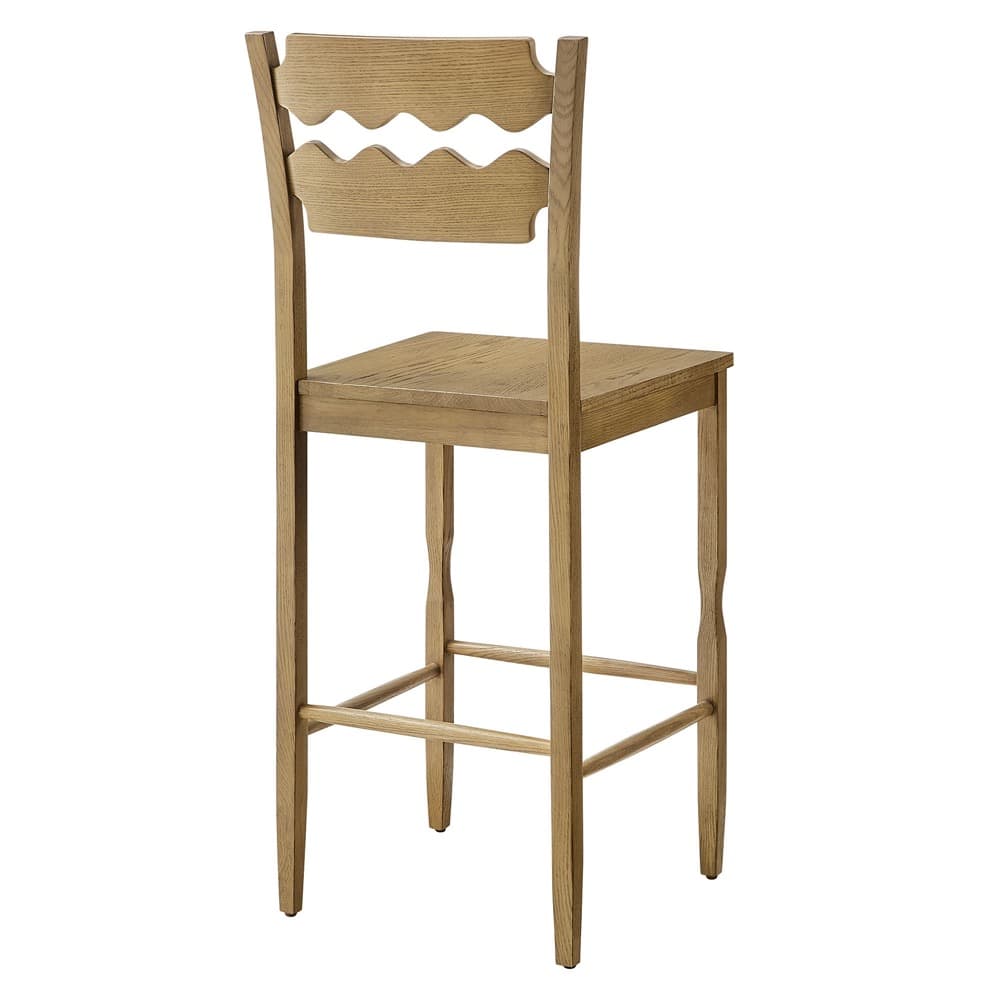 Jax Oak Wood Bar Stool With Wavy Razor Back by Modway - Image 5