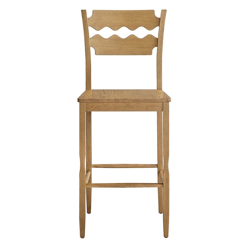 Jax Oak Wood Bar Stool With Wavy Razor Back by Modway - Image 6