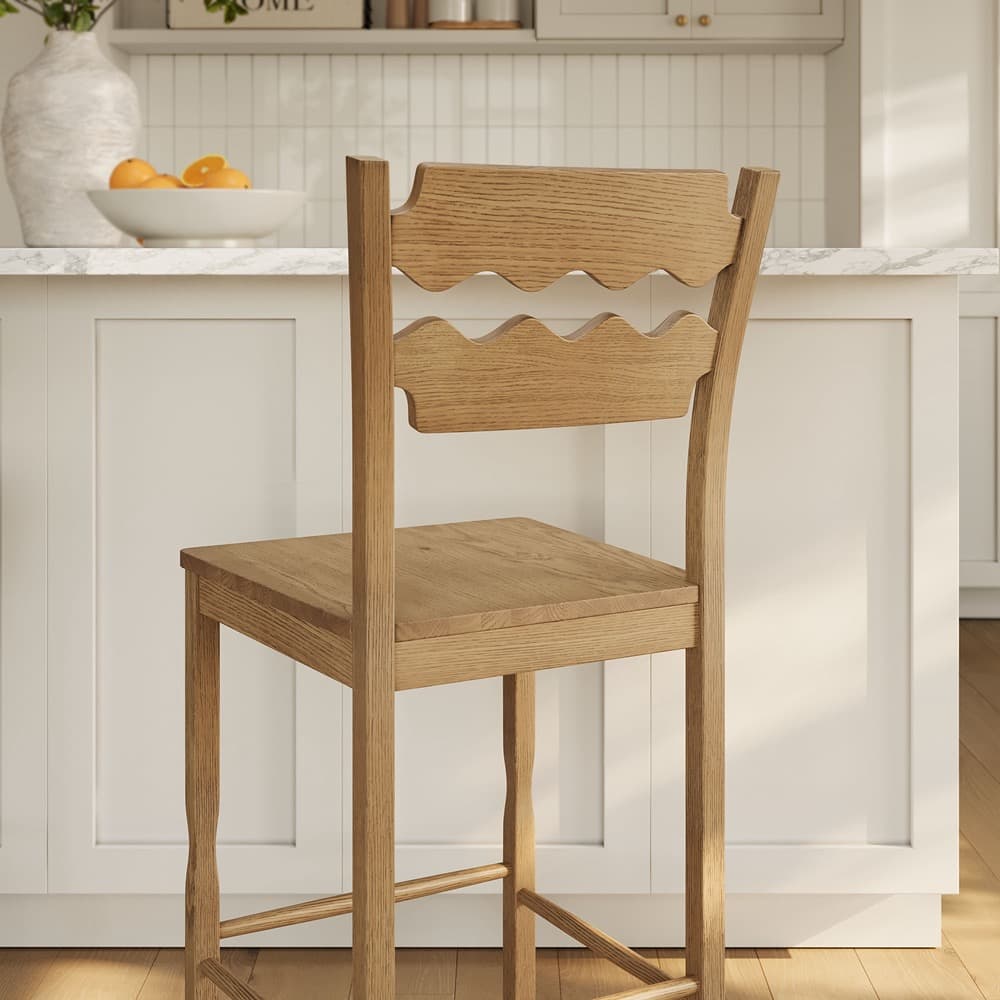 Jax Oak Wood Bar Stool With Wavy Razor Back by Modway - Image 10