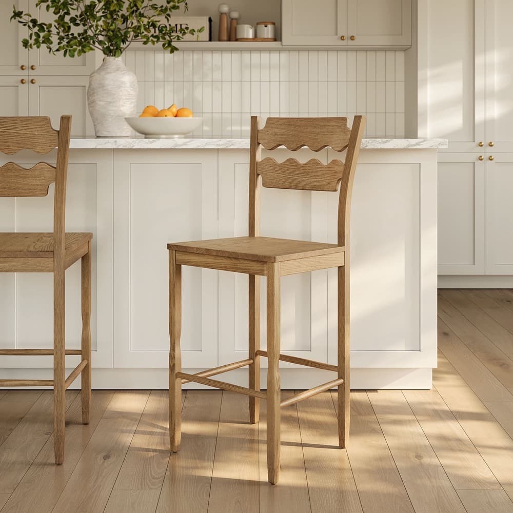 Jax Oak Wood Bar Stool With Wavy Razor Back by Modway - Image 9