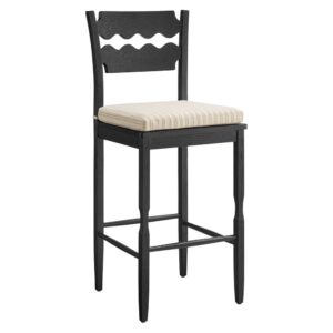 Jax Oak Wood Bar Stool With Wavy Razor Back and Cushion by Modway