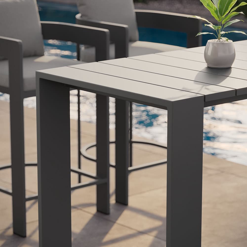 Tahoe 59 Inch Rectangle Outdoor Patio Aluminum Bar Table by Modway - Image 9