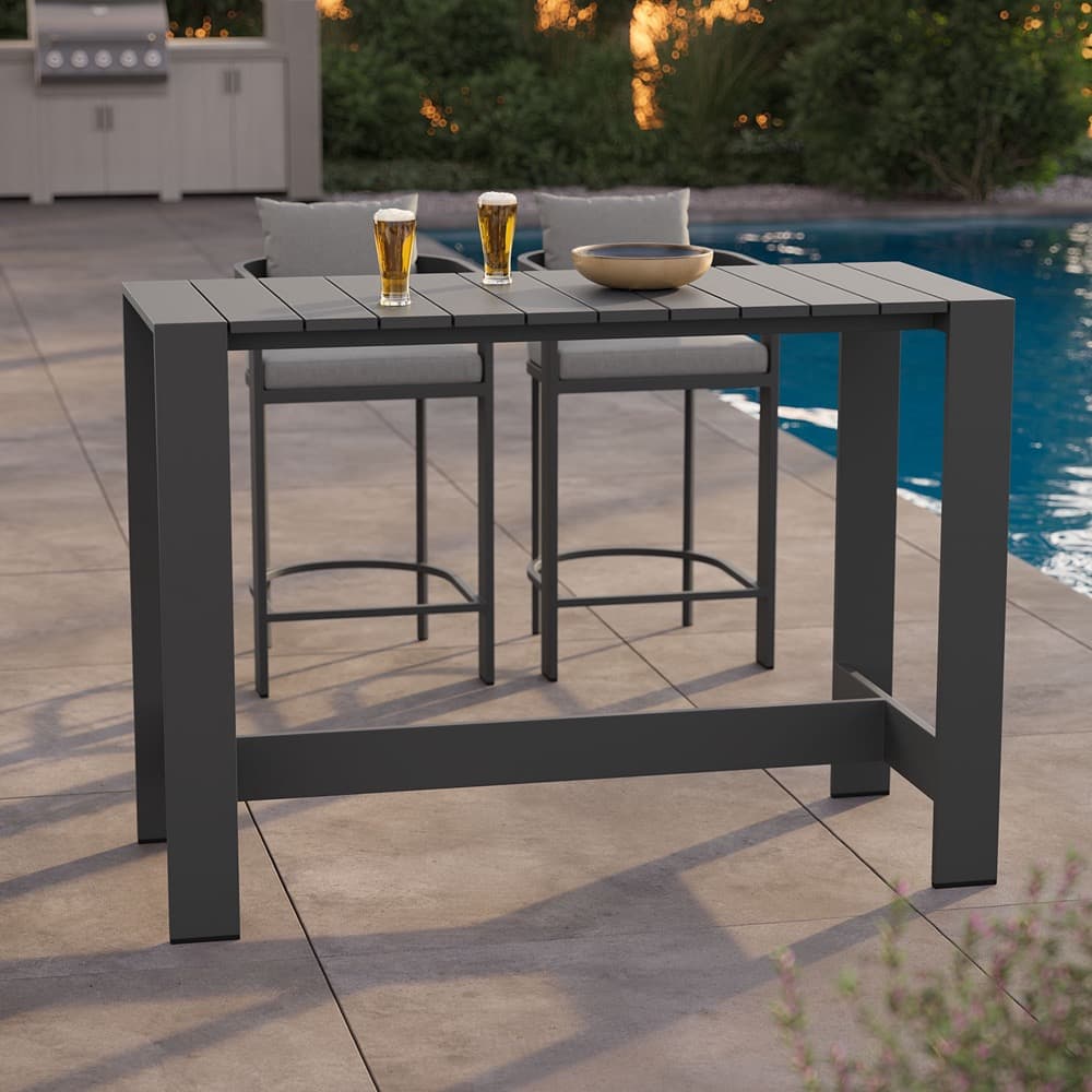 Tahoe 59 Inch Rectangle Outdoor Patio Aluminum Bar Table by Modway - Image 8