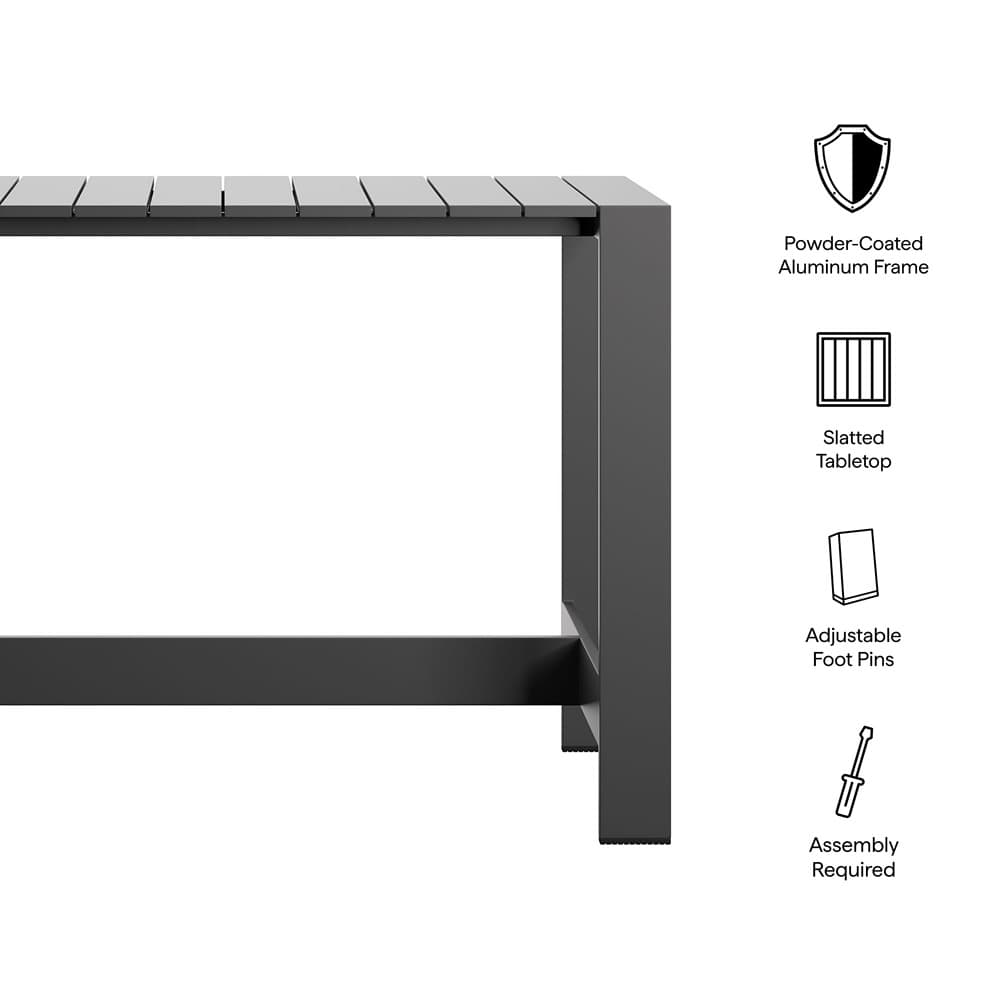 Tahoe 59 Inch Rectangle Outdoor Patio Aluminum Bar Table by Modway - Image 2