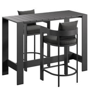 Tahoe 3-Piece Outdoor Patio Aluminum Bar Table Set by Modway