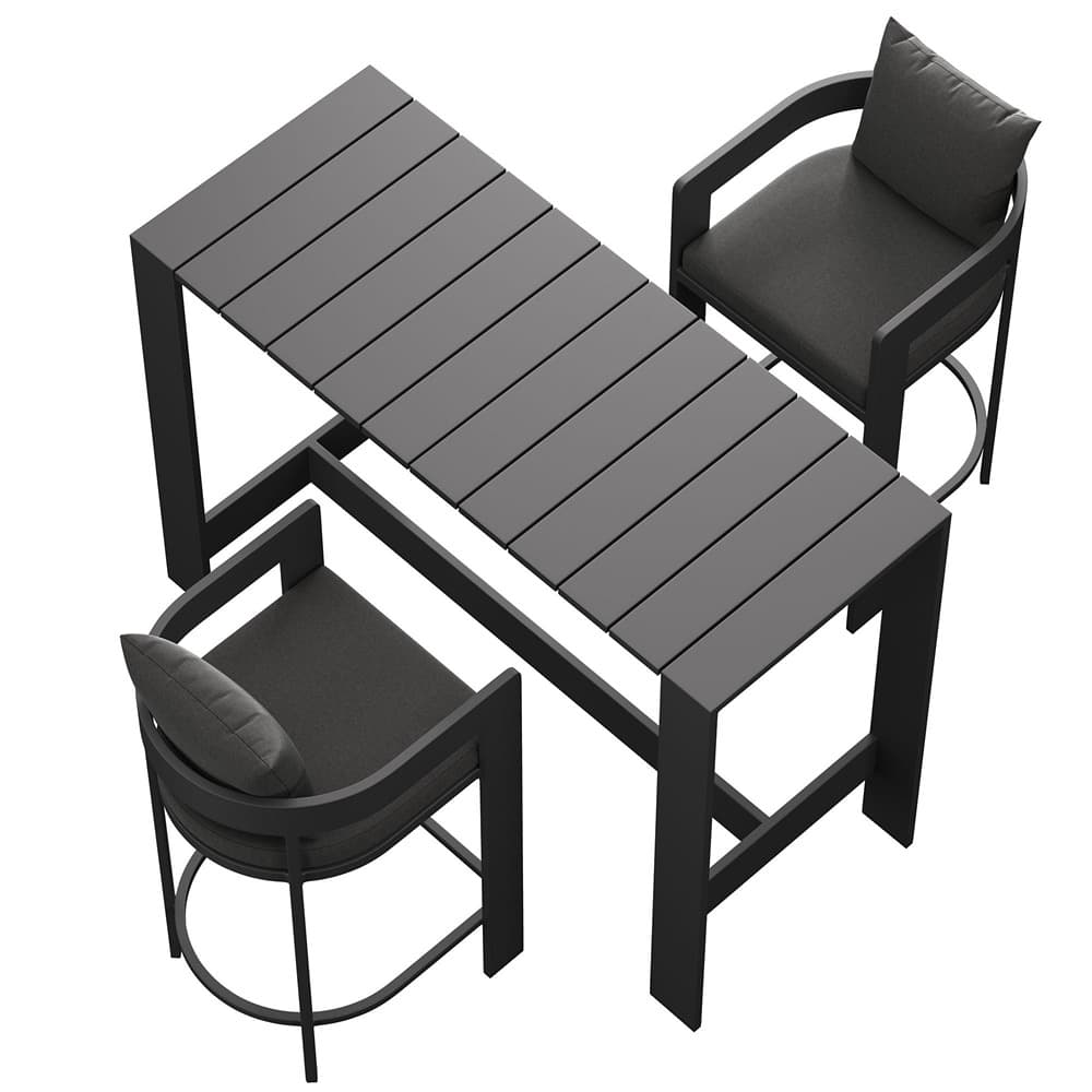 Tahoe 3-Piece Outdoor Patio Aluminum Bar Table Set by Modway - Image 5