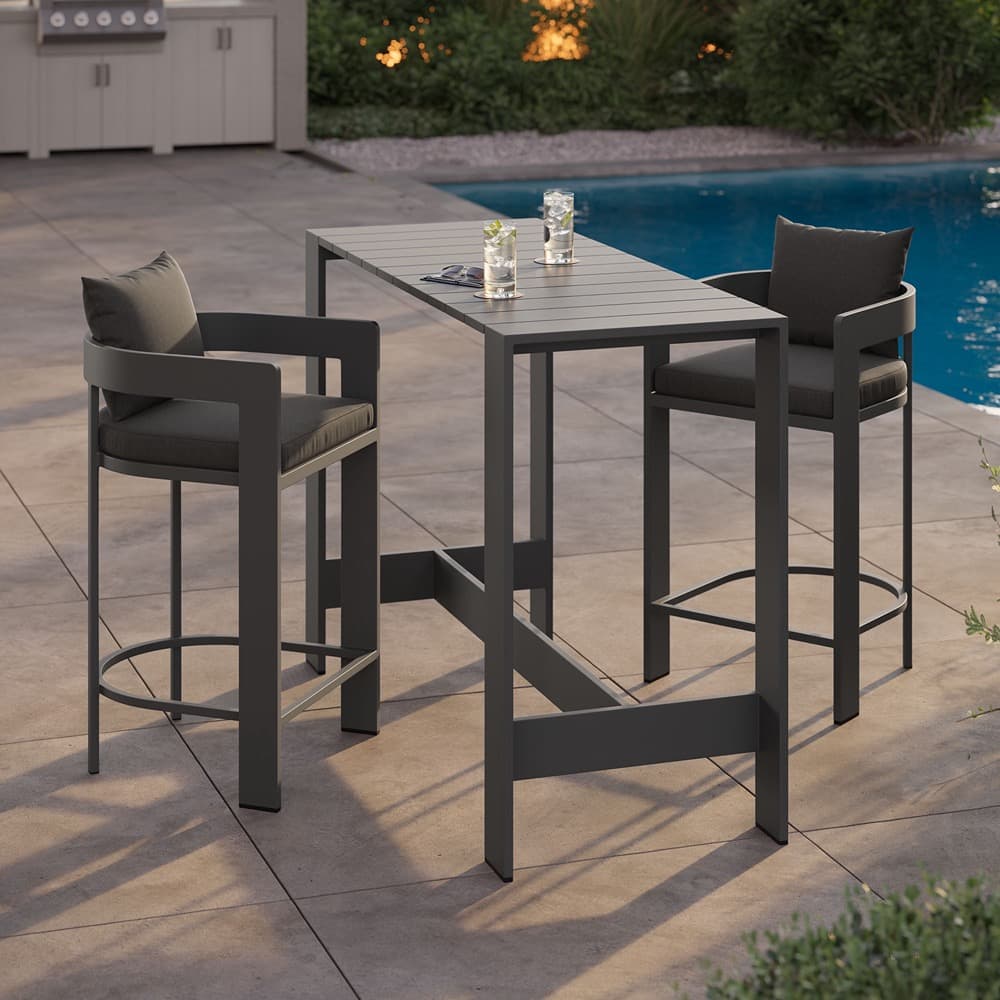 Tahoe 3-Piece Outdoor Patio Aluminum Bar Table Set by Modway - Image 6