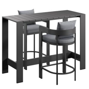 Tahoe 3-Piece Outdoor Patio Aluminum Bar Table Set by Modway