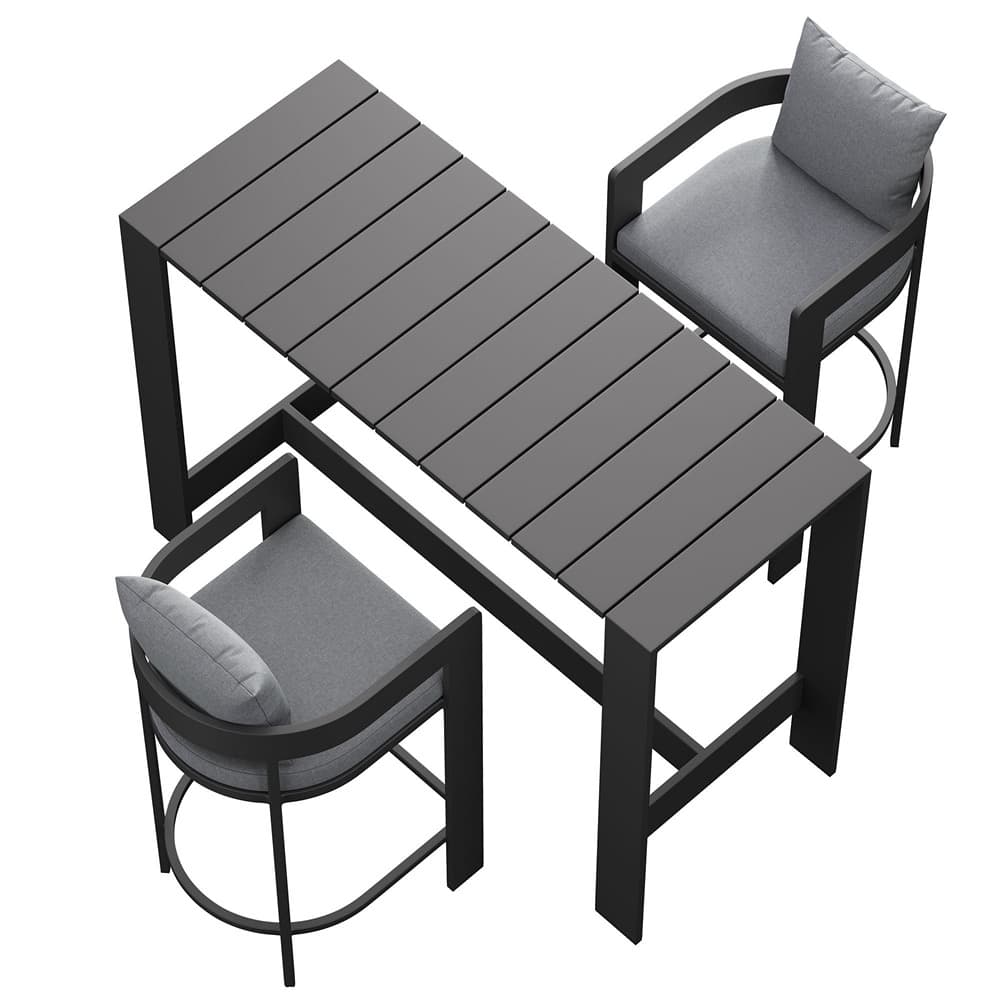 Tahoe 3-Piece Outdoor Patio Aluminum Bar Table Set by Modway - Image 5