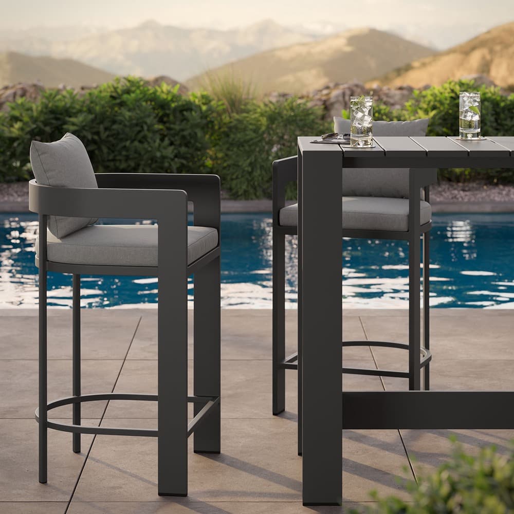 Tahoe 3-Piece Outdoor Patio Aluminum Bar Table Set by Modway - Image 7
