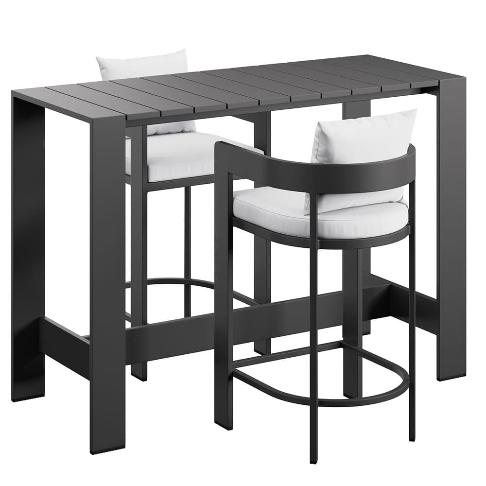 Tahoe 3-Piece Outdoor Patio Aluminum Bar Table Set by Modway