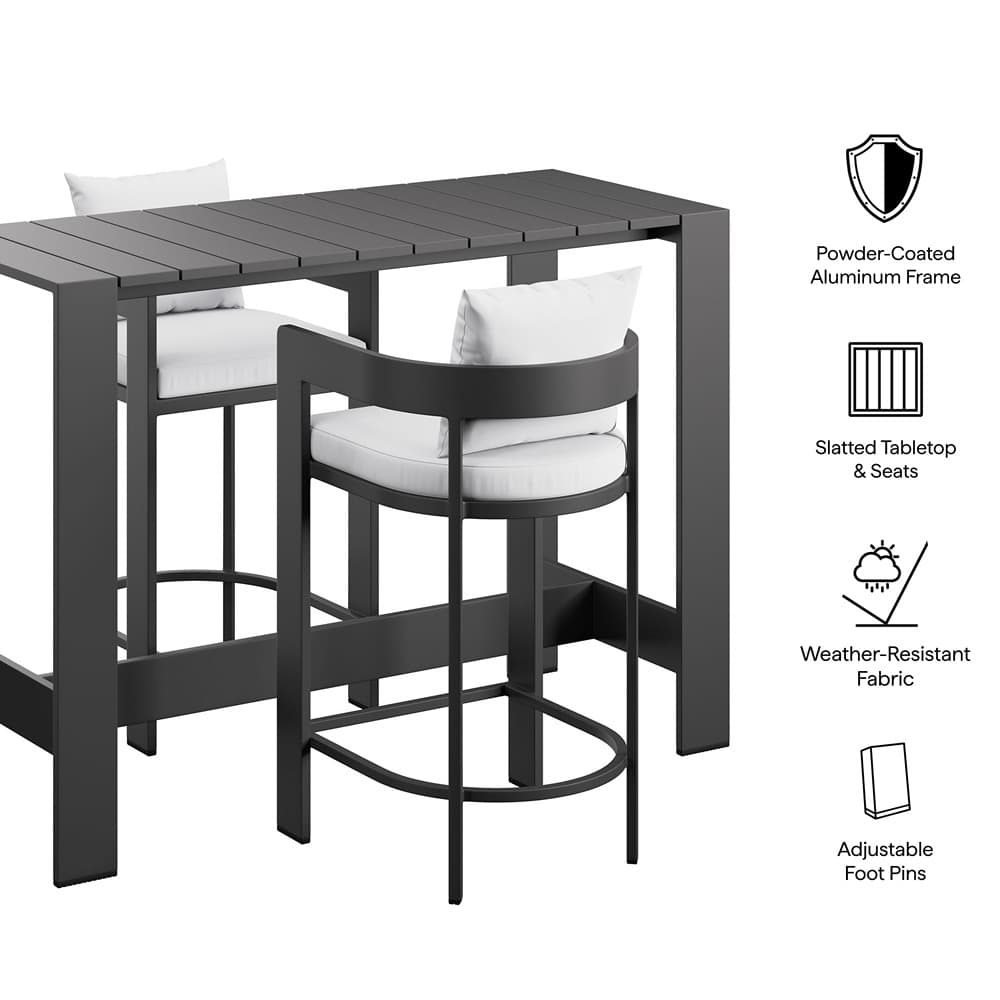 Tahoe 3-Piece Outdoor Patio Aluminum Bar Table Set by Modway - Image 2