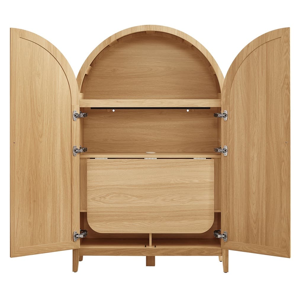 Calista 63 Inch Arched Storage Cabinet With Folding Desk by Modway
