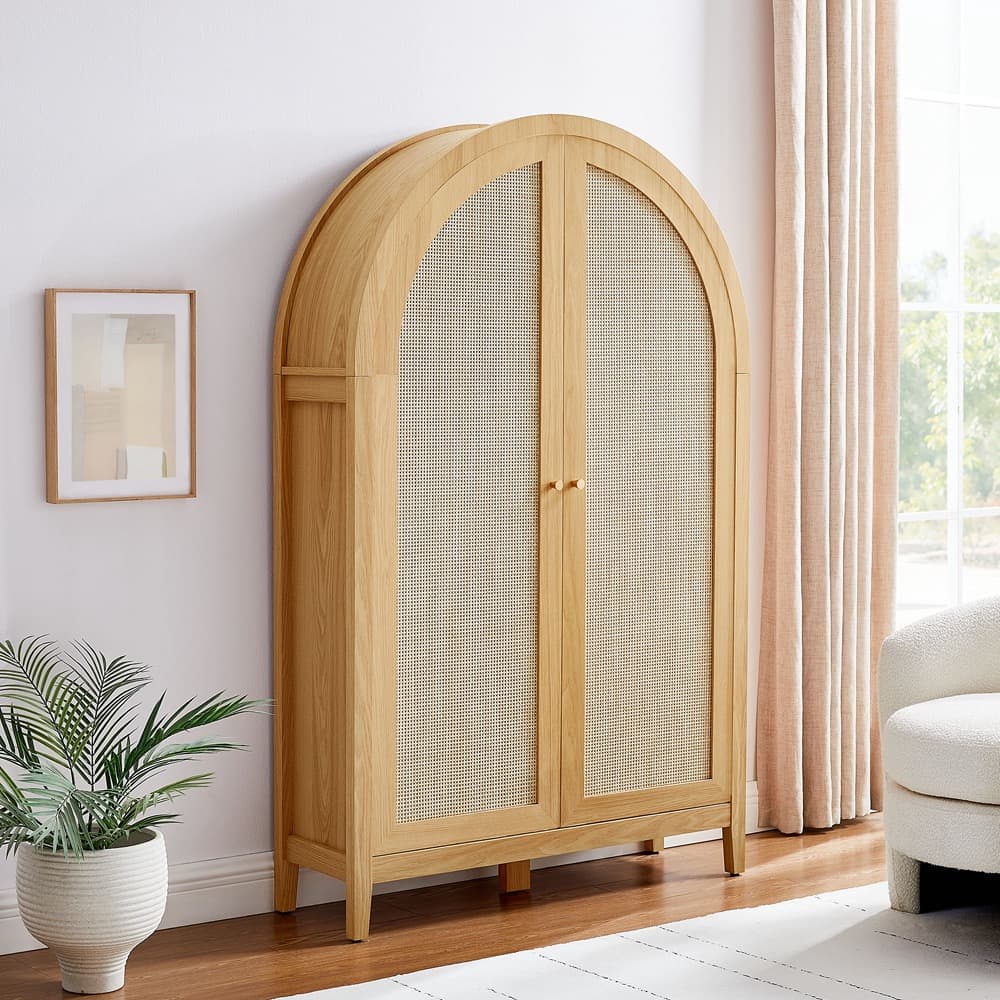 Calista 63 Inch Arched Storage Cabinet With Folding Desk by Modway