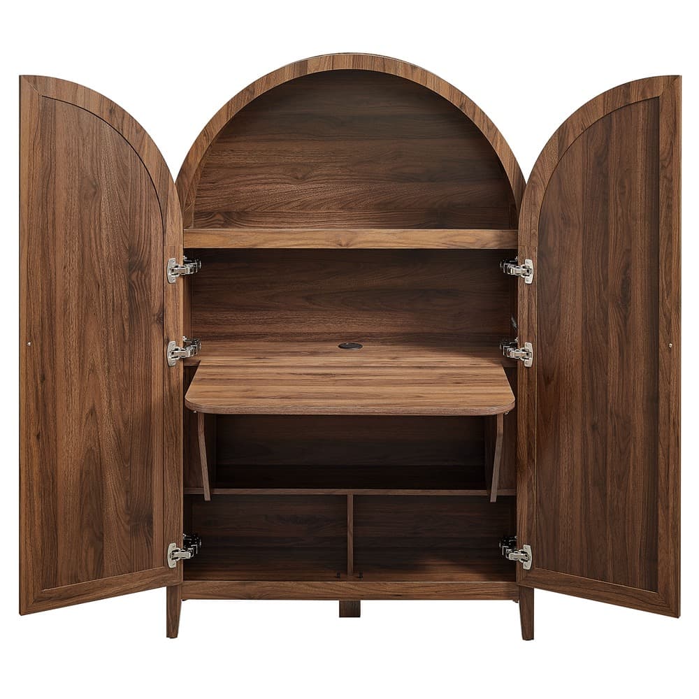 Calista 63 Inch Arched Storage Cabinet With Folding Desk by Modway - Image 7