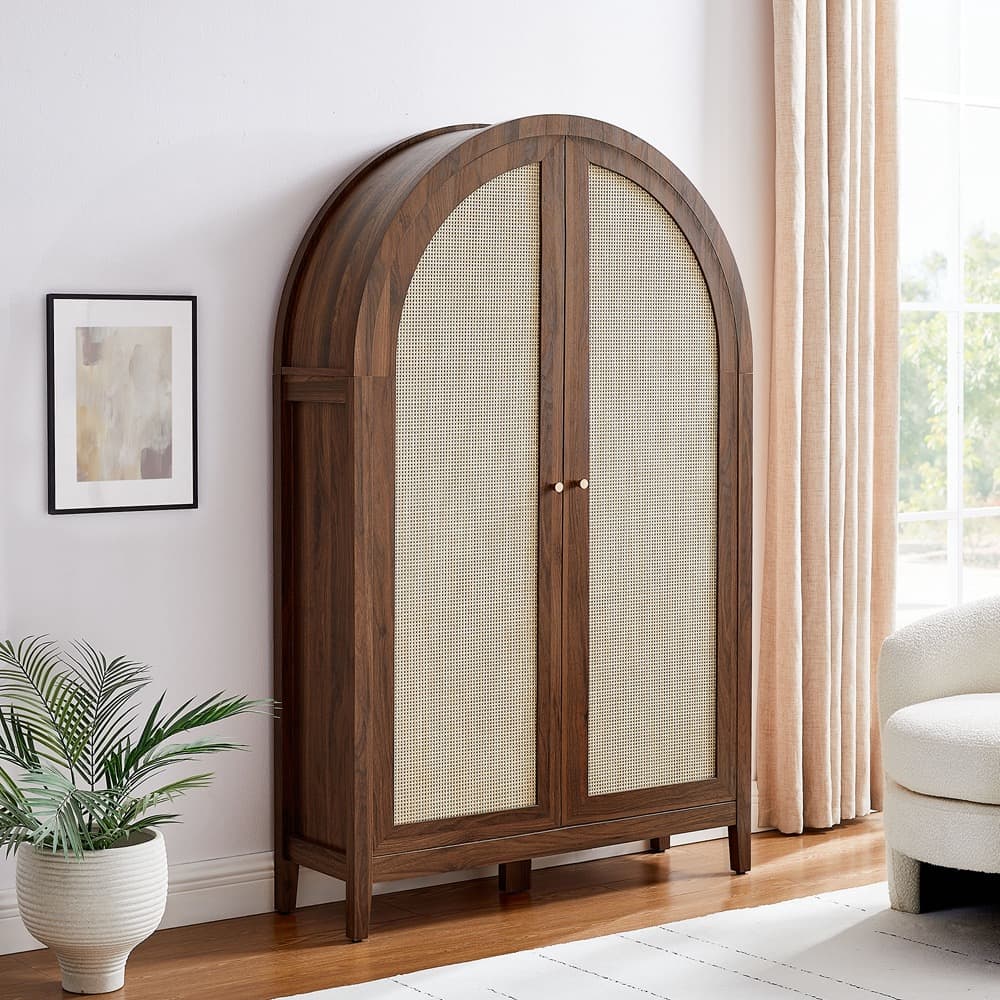Calista 63 Inch Arched Storage Cabinet With Folding Desk by Modway - Image 9